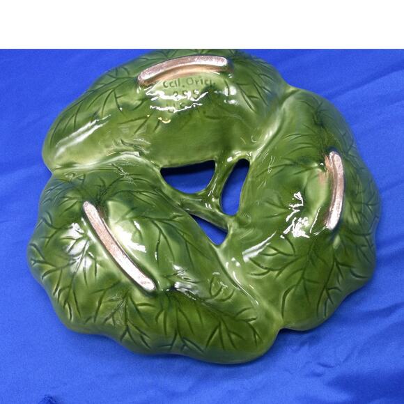 Cal Orig 895 Ceramic Divided Leaf Serving Dish Made in USA - Picture 4 of 7